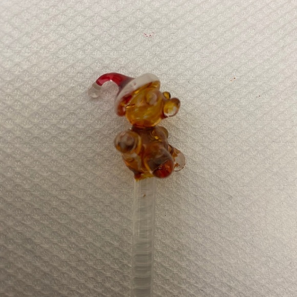 🔵4/$20 “SANTA BEAR” Princess House Glass Swizzle Stick Stirrer NEW - Picture 3 of 4